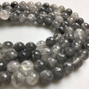 cloudy quartz faceted round beads
