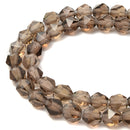 2.0mm Large Hole Smokey Quartz Faceted Star Cut Beads Size 8mm 8'' Strand