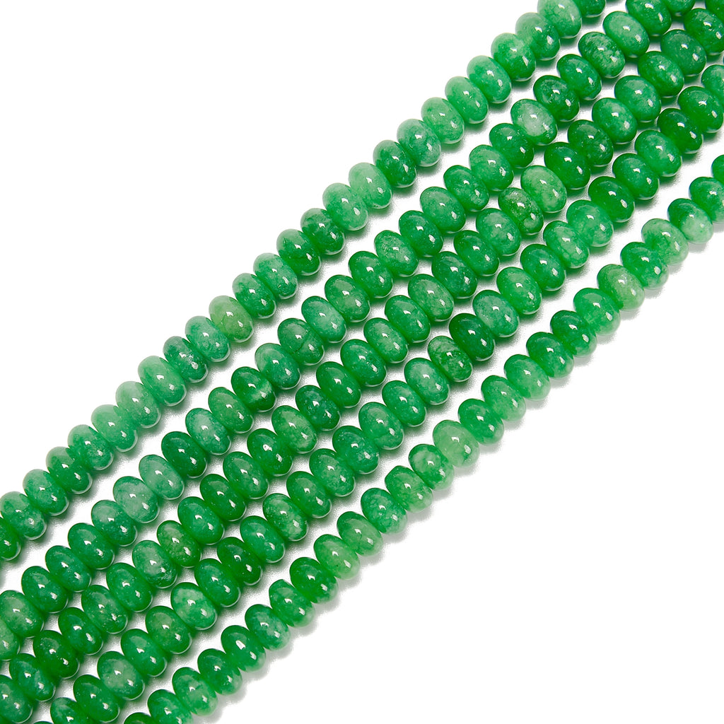 5x8mm Dark Green Jade Rondelle Beads