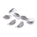 925 Sterling Silver Anti-Silver Leaf Shape Earring Hook 7x15mm 4 Pcs Per Bag