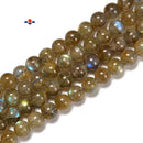 Natural Golden Labradorite Smooth Round Beads Size 3.5 - 10mm 15.5'' Strand