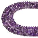 Natural Chevron Amethyst Faceted Rondelle Beads Size 4x6mm 15.5'' Strand