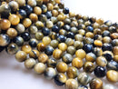 golden blue Tiger's eye smooth round beads