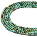 Natural Genuine Turquoise Smooth Round Beads Size 4mm 15.5'' Per Strand
