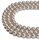 Silver Shell Pearl Smooth Round Beads 4mm 6mm 8mm 10mm 15.5" Strand