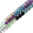 multi color fluorite smooth round beads