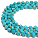 Blue Turquoise Faceted Star Cut Beads Size 8mm 15.5'' Strand