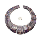 Blue/Green/Red/Purple Impression Jasper Graduated Trapezoid Slab Beads 15.5"Strd