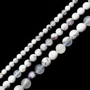 Dendritic Snow White Opal Smooth Round Beads 6mm 8mm 10mm 15.5" Strand