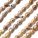 Natural Multi Peach Pink Fresh Water Pearl Baroque Drop 10mm 12mm 15.5" Strand