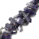 Amethyst Teeth Graduated Center Drill Faceted Points Beads 25-40mm 15.5"Strand