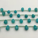 dyed aqua color quartz smooth teardrop beads