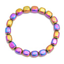 Rainbow Plated Hematite Nugget Chunk Bracelet Beads Size 8x10mm 7.5'' Length