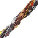 silver gold copper gray hematite matte smooth flat square beads