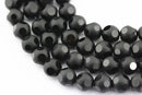 black crystal glass faceted round beads