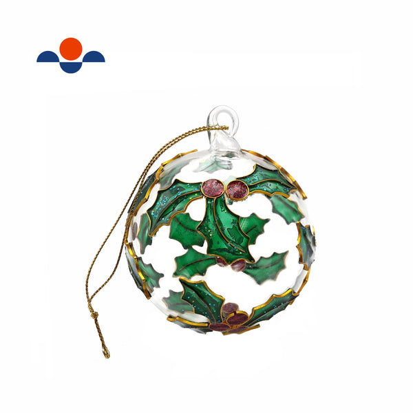 Cloisonne Christmas Tree Ornament Mistletoe Ball Decoration 3"