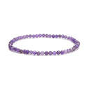 Natural Gemstone Faceted Round Beaded Elastic Bracelet 2mm 3mm 4mm 7.5'' Length