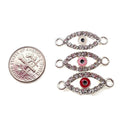 evil eye charm gold silver black plated copper with rhinestones