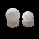 small large selenite round sphere ball selenite display stand