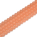 Orange Peach Crystal Glass Smooth Round Beads Size 6mm 8mm 10mm 15.5" Strand