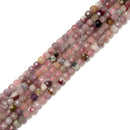 Natural Pink Tourmaline & Lepidolite Faceted Cube Beads 4mm 6mm 15.5'' Strand