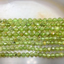 natural peridot faceted round beads