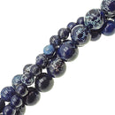 large hole blue sea sediment jasper smooth round beads
