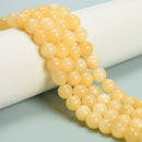 Natural Yellow Jade Smooth Round Beads Size 6mm 8mm 10mm 15.5'' Strand