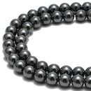 2.0mm Hole Gray Hematite Smooth Round Beads Size 6mm 8mm 15.5" Strand