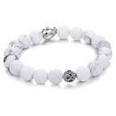 howlite bracelet silver skull matte round