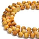 Golden Tiger Eye Prism Cut Double Point Faceted Round Beads 9x10mm 15.5'' Strand