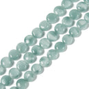 Iridescent Dark Green Moonstone Smooth Coin Size 12mm 15mm 20mm 30mm 15.5"Strand