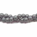 2.0mm Large Hole Silver Hematite Matte Round Beads 8mm 15.5" Strand