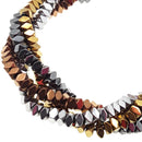 gray gold silver copper hematite smooth faceted flat square beads