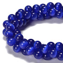 Royal Blue Cat's Eye Smooth Round Beads Size 6mm 8mm 10mm 12mm 15.5'' Strand