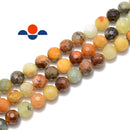 natural xiuyan flower jade faceted round beads