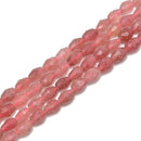 Strawberry Quartz Faceted Rice Shape Beads Size 10x13mm 15.5'' Strand