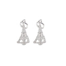 925 Sterling Silver Eiffel Tower Charm Pendant Size 7x17mm 4 pcs per Bag