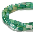 Green Stripe Agate Cylinder Tube Beads Size 8x15mm 15.5'' Strand