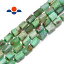 natural chrysoprase matte faceted cylinder tube beads 