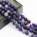 purple Striped agate matte round beads