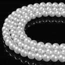 Bright White Glass Pearl Smooth Round Beads 3mm - 12mm 15.5" Strand