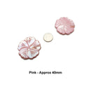 Hand Carved MOP Shell Pearl Flower Pendant Pink/Green 40mm 50mm Sold Per Piece
