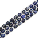 Sodalite Prism Cut Double Point Faceted Round Beads 9x10mm 15.5" Strand