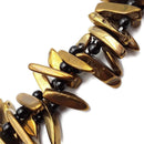 Black Gold Plated Agate Irregular Slab Slice Stick Points Beads 25-30mm 15.5" Strand