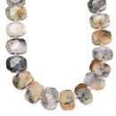 Dendritic White Opal Rectangle Slice Faceted Octagon Size 15x20mm 15.5'' Strand