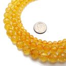 Citrine Faceted Round Beads 6mm 8mm 10mm 15.5" Strand