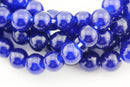 large hole blue dyed jade smooth round beads
