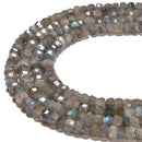 Labradorite Faceted Irregular Nugget Rondelle Beads 5x7mm 6x9mm 15.5" Strand