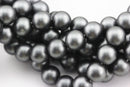 gray shell pearl matte round beads